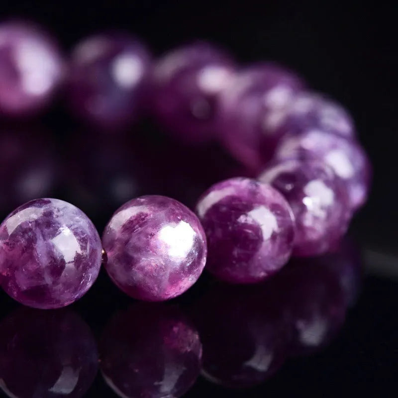 Grandmother Crystal bracelet with geometric purple beads in a Korean style unisex design.