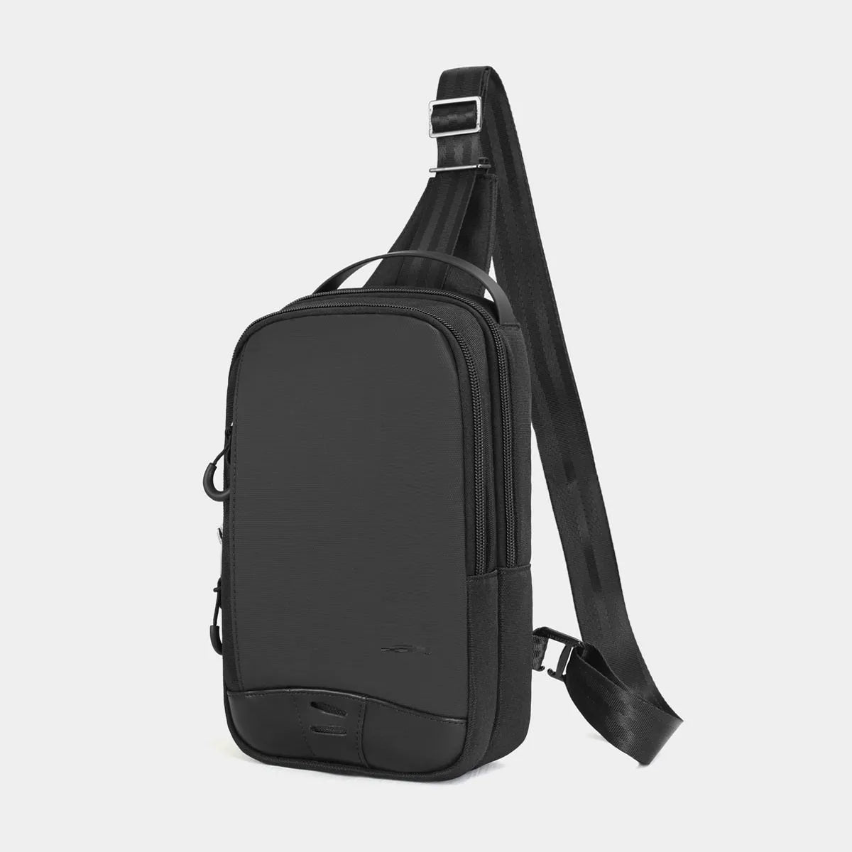 Casual black TPU camouflage chest bag with square vertical silhouette and single shoulder strap