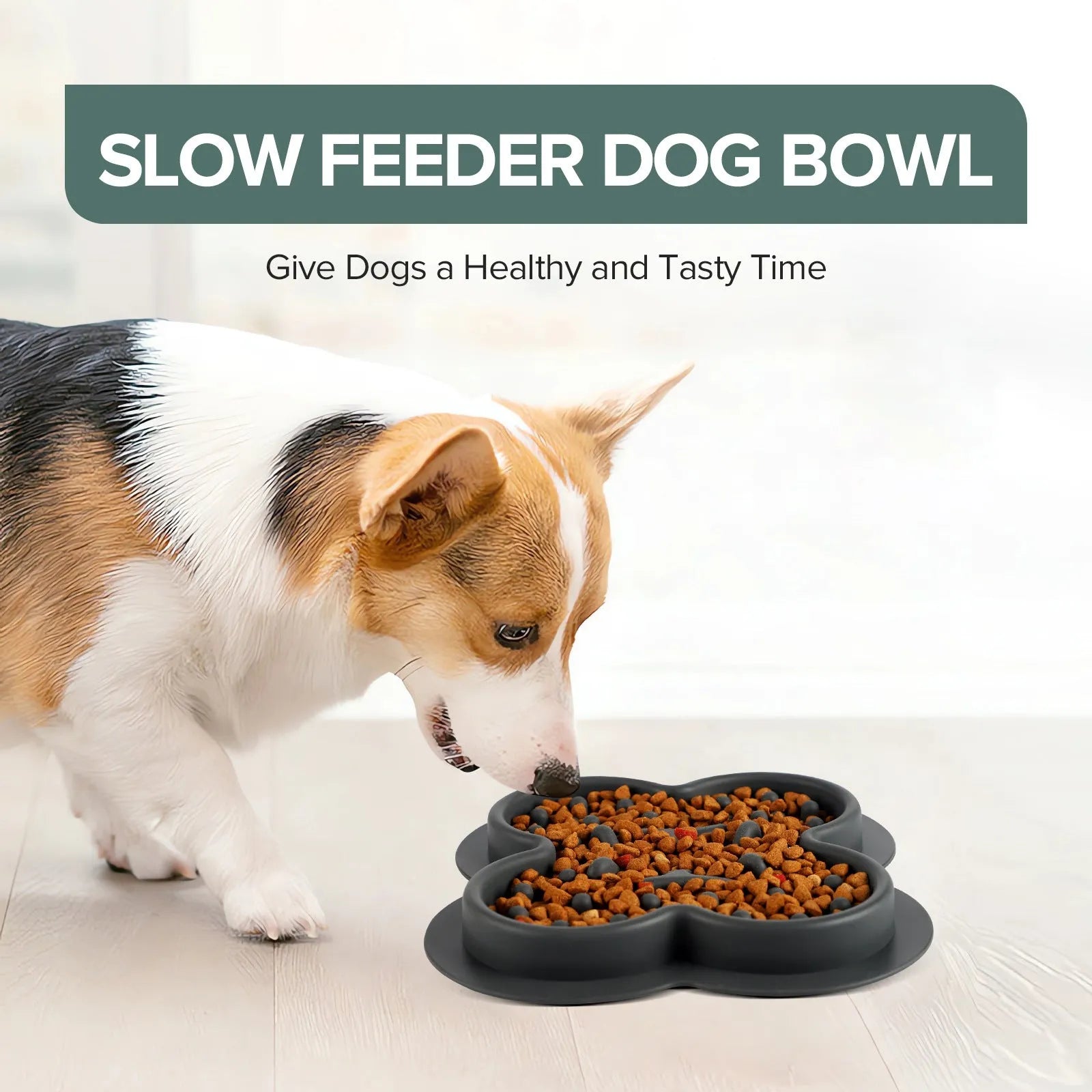 Silicone pet licking pad slow feeder mat in green colour with textured surface, showing scale.