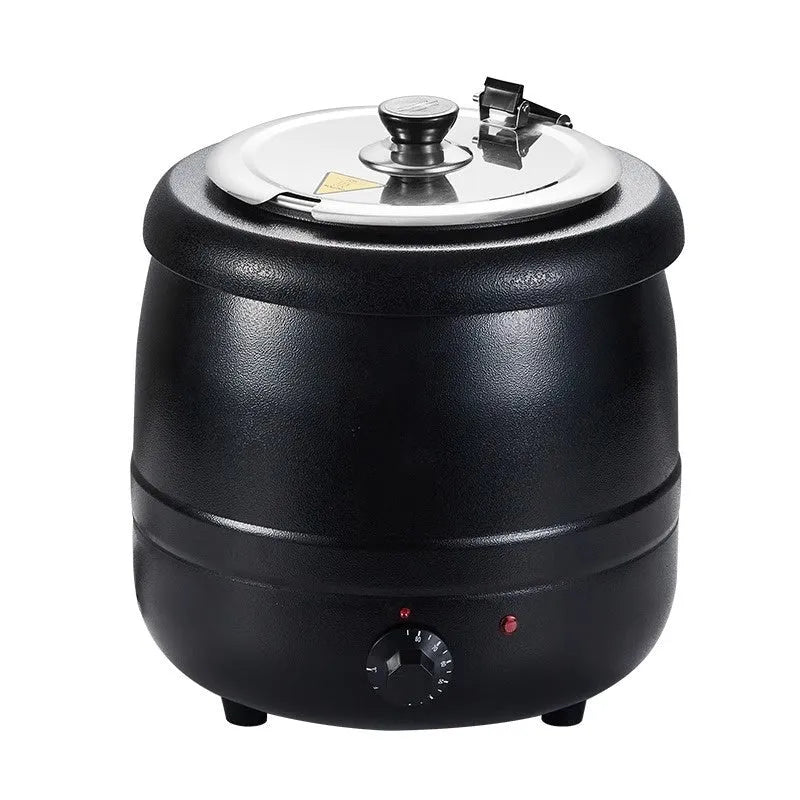 Black stainless steel electric heating soup pot with large mouth cover and adapter plug