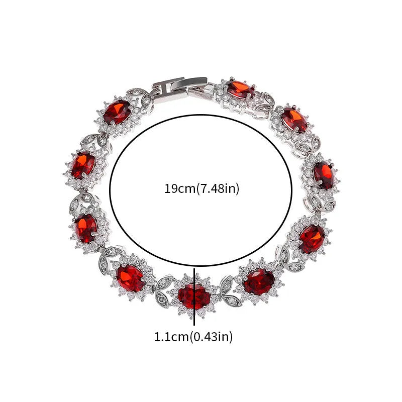 Women's simple inlaid zircon bracelet in environmentally friendly alloy with nine gemstone colour options