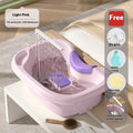 Portable plastic shampoo basin with neck pillow for bed use in light pink colour