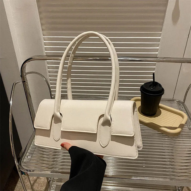 Women's retro small square shoulder bag in PU leather with document compartment and single strap