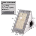 Grey-white triangle cat claw sisal toy with geometric platform design and plate fur material