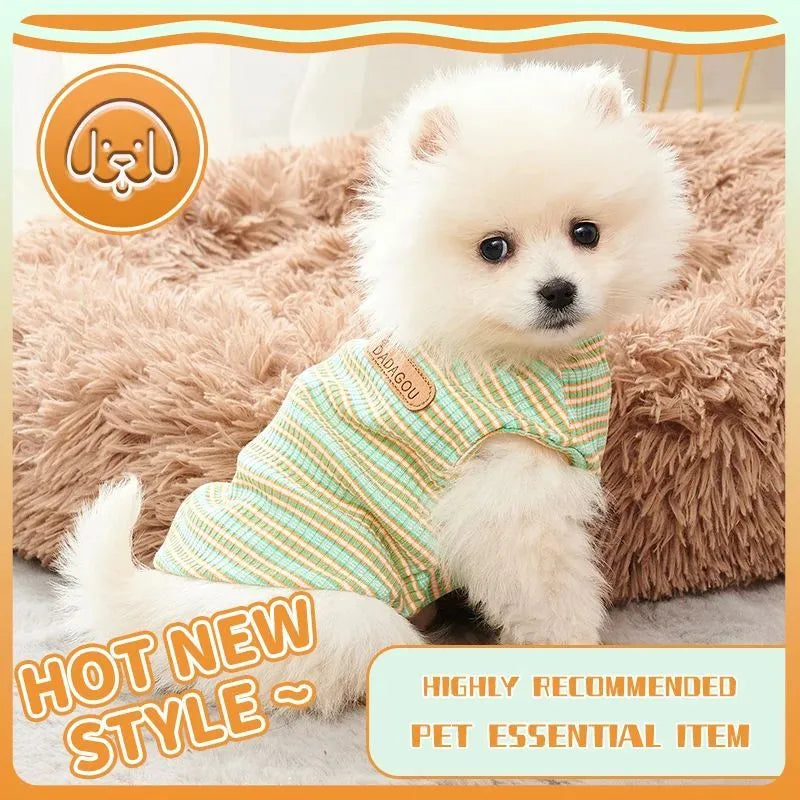 Cotton dog cooling vest in spring summer t-shirt style for small medium dogs sizes S to XXL
