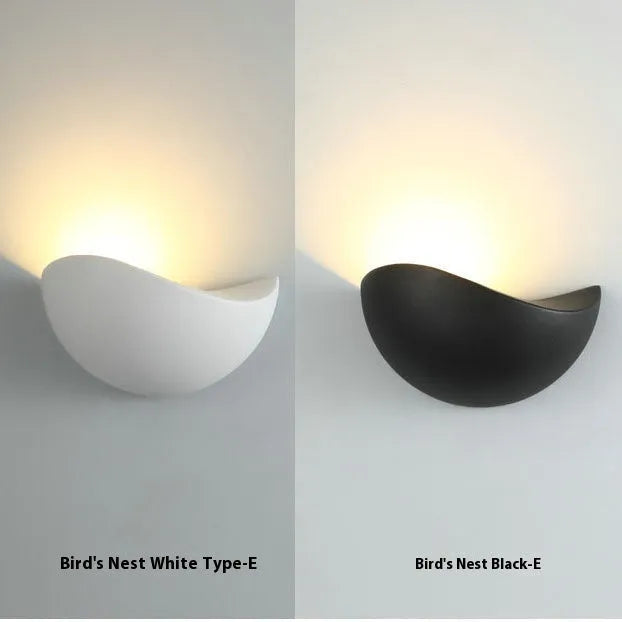Courtyard LED lamp with bird's nest design in black or white, featuring aluminium alloy shell and IP65 waterproof rating