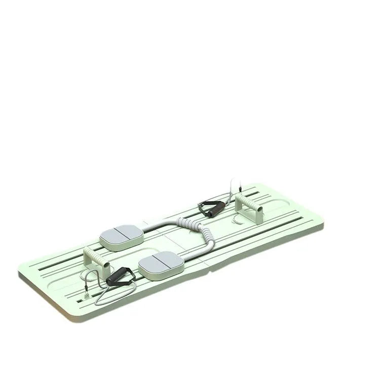 Foldable purple PP fitness belly panel shown flat, used for core workouts at home.