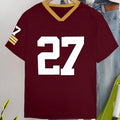 Men's loose fit cotton T-shirt with contrasting coloured digital letter print on the front