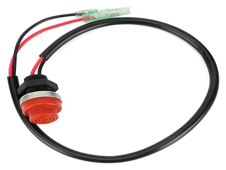 YAMAHA marine engine emergency stop kill switch with coiled safety lanyard.