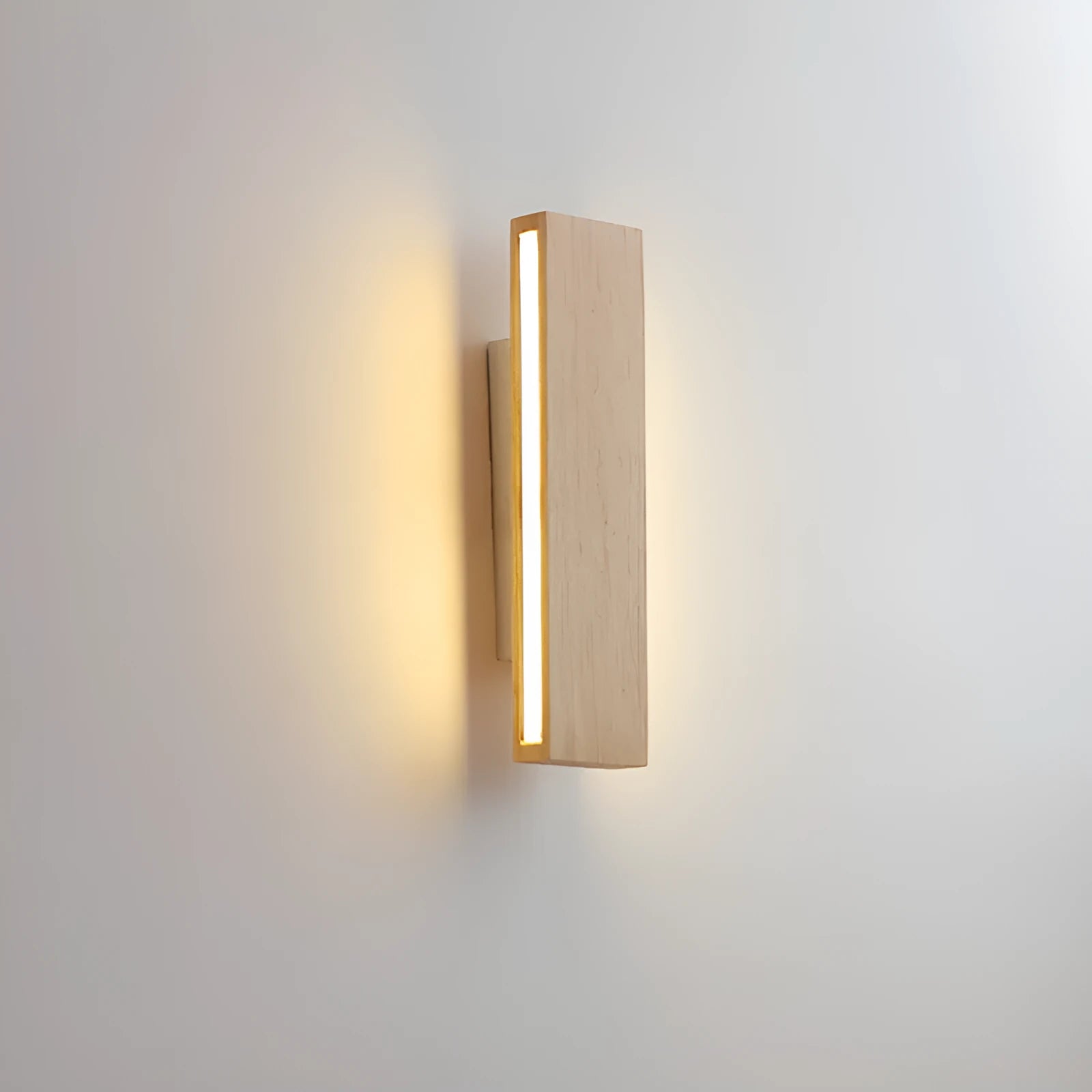Solid wood bedroom bedside LED wall lamp in Nordic Japanese style, 22cm size, warm light wooden finish