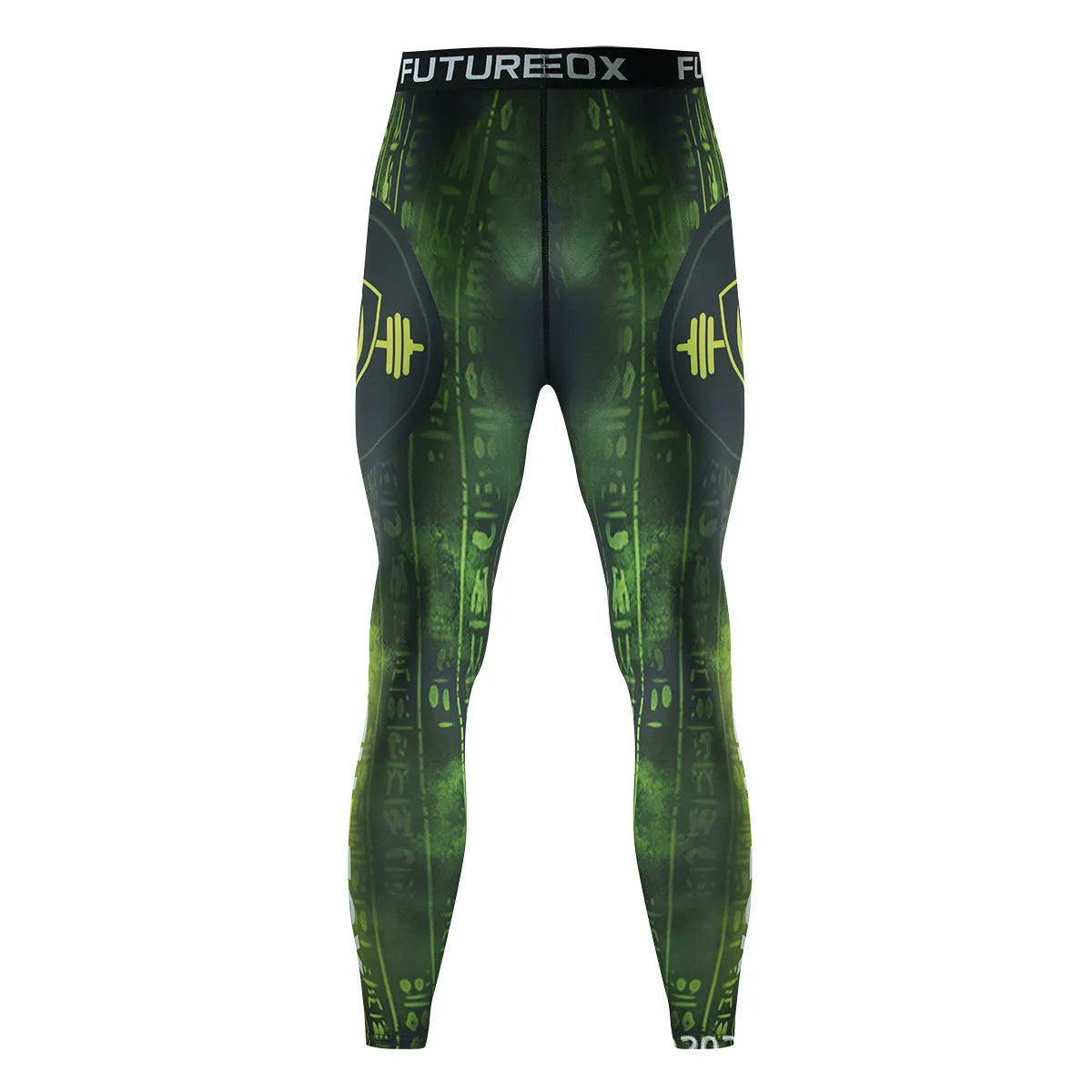 Man wearing a slim fit, long sleeve ZF016 printing style sports suit for running and fitness activities.