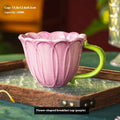 Floral pattern ceramic breakfast cup with 500ml capacity in pastoral style design