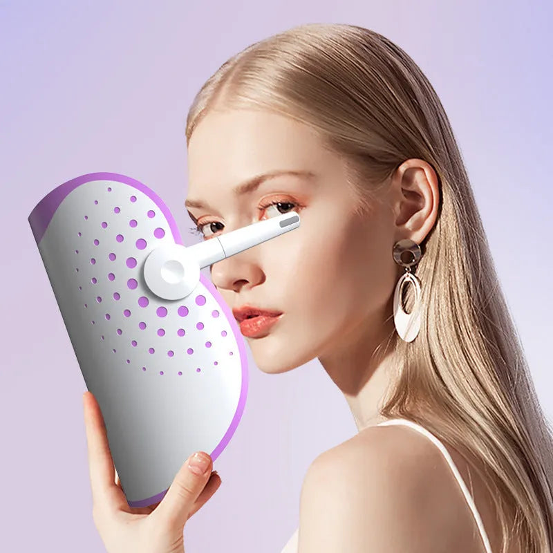 White and purple photon IPL beauty mask device for home facial light therapy treatment.
