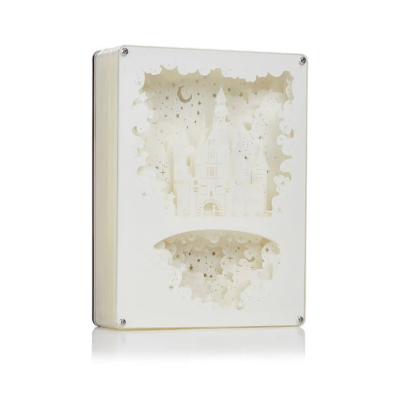 Bedside night light with three-dimensional paper carving design, USB-powered with remote control