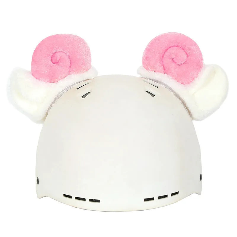 Plush fabric cartoon character helmet cover and matching hat cover set for costumes.
