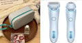 2-in-1 USB rechargeable electric shaver for women with square and round heads, pink colour, for whole body hair removal