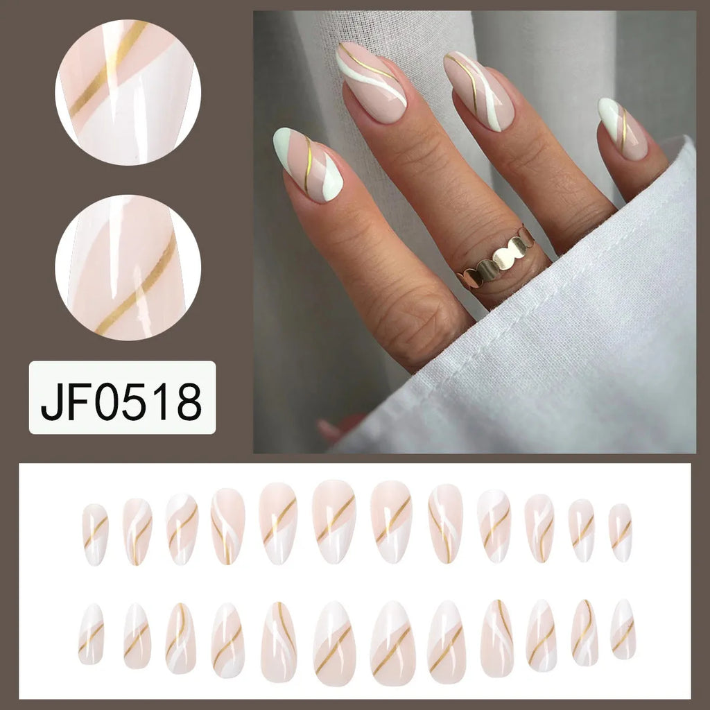 Golden Lines wearable nail stickers with plaid pattern in JF0518 jelly glue colour