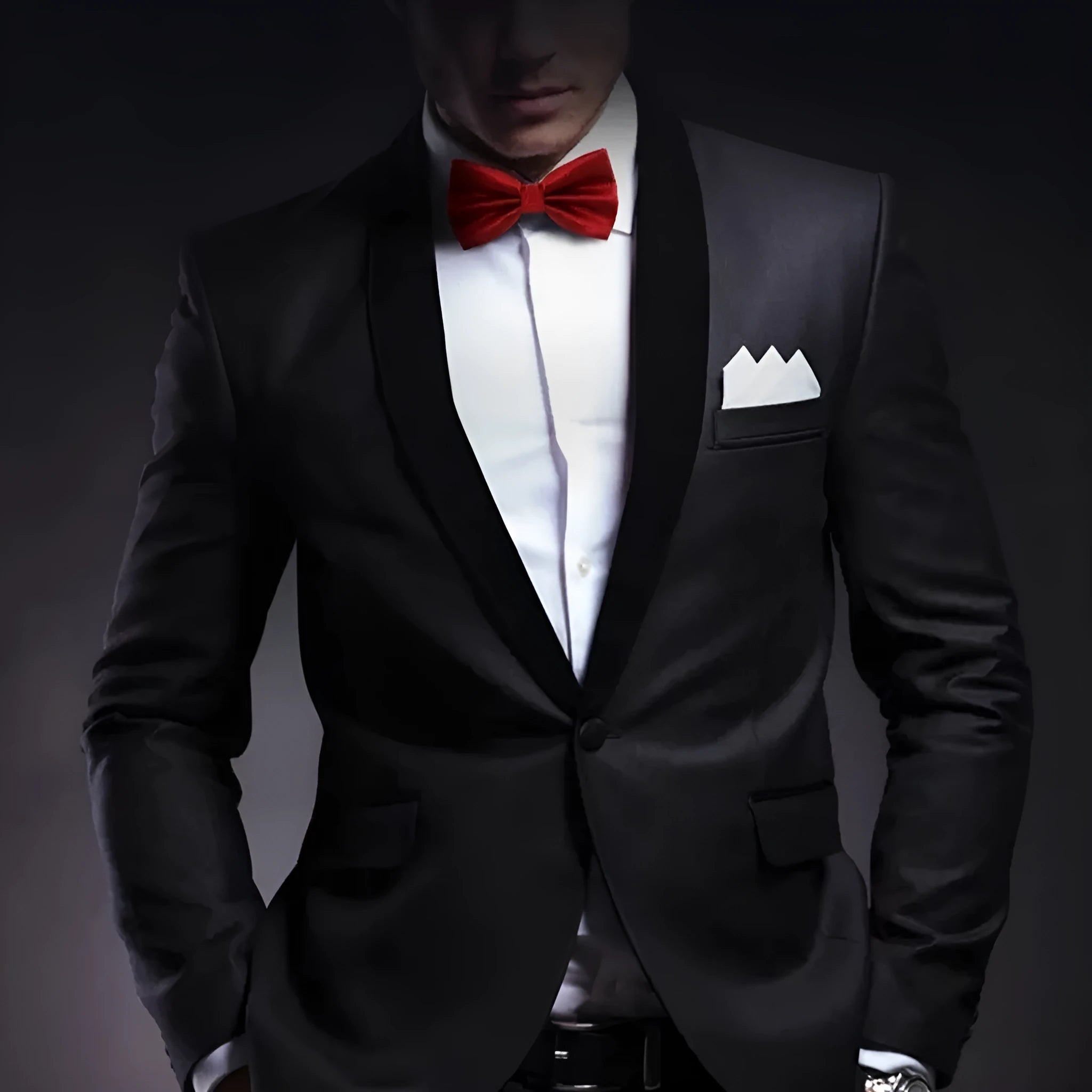 Solid colour flat head polyester bow tie for formal wear and weddings