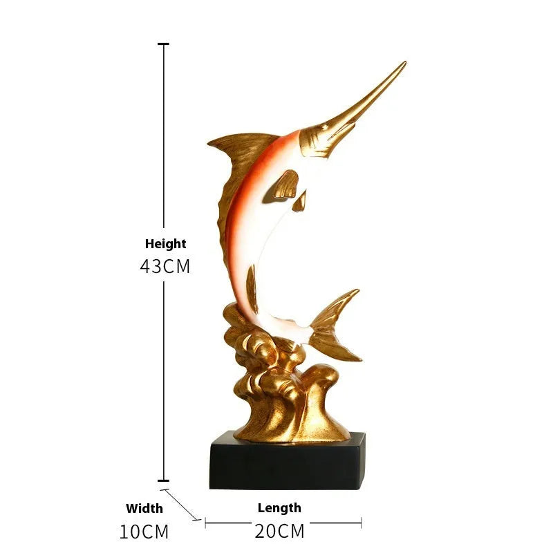 European style decorative swordfish ornament in resin and plastic available in multiple colours.