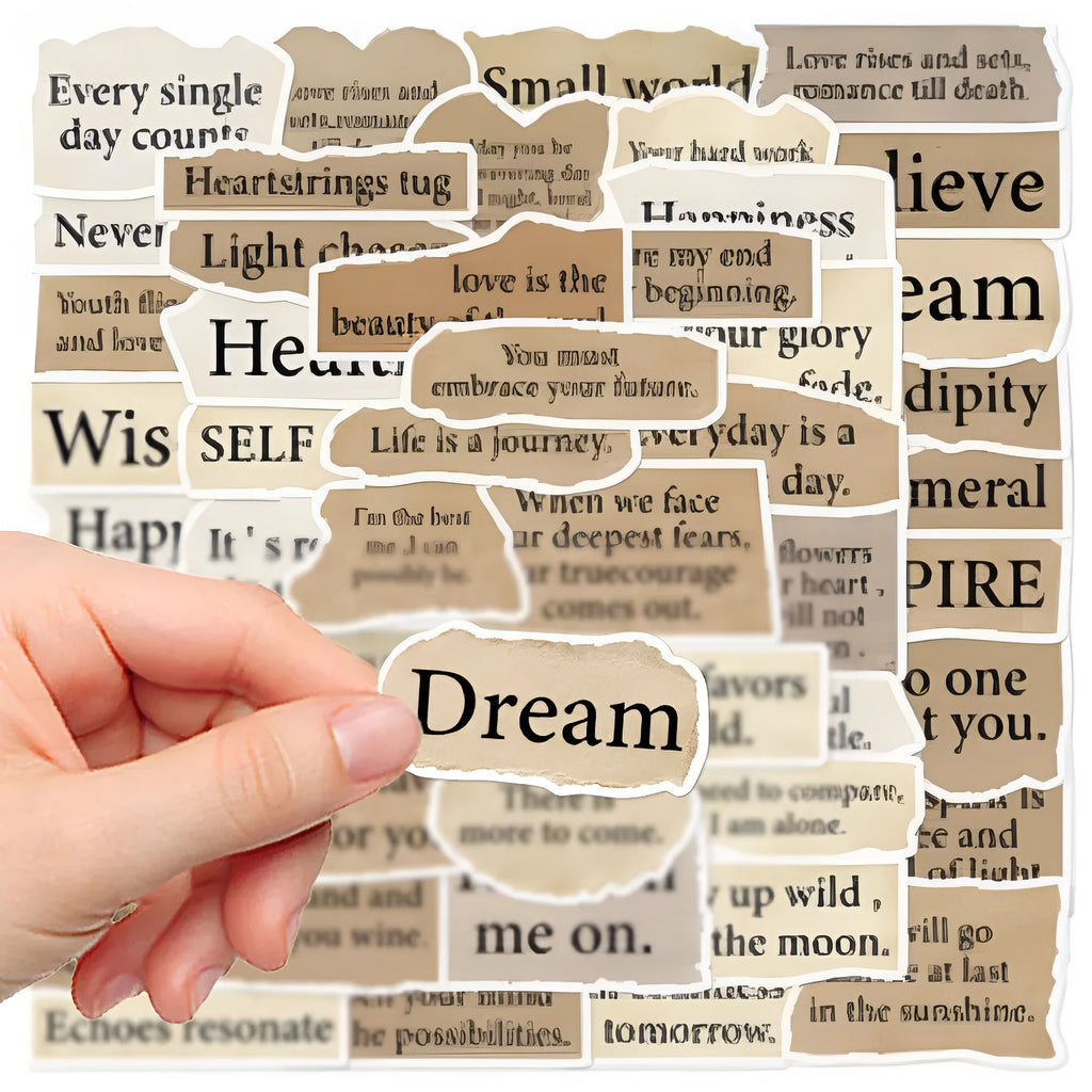 Tear English TT284 design PVC laptop stickers pack of 25, showing reusable waterproof adhesive