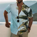 Men's floral printed beach shirt in loose cardigan style with short sleeves