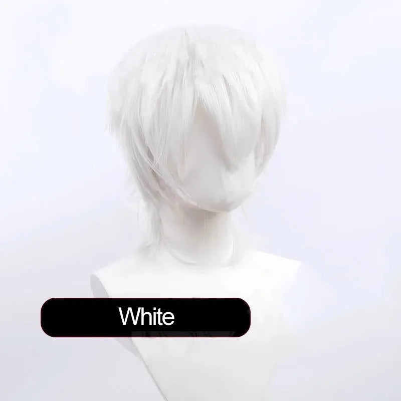 Short anime style cosplay wig with anti-curling hair tail in high-temperature fiber material