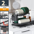 White and black double-layer kitchen storage rack with removable draining section