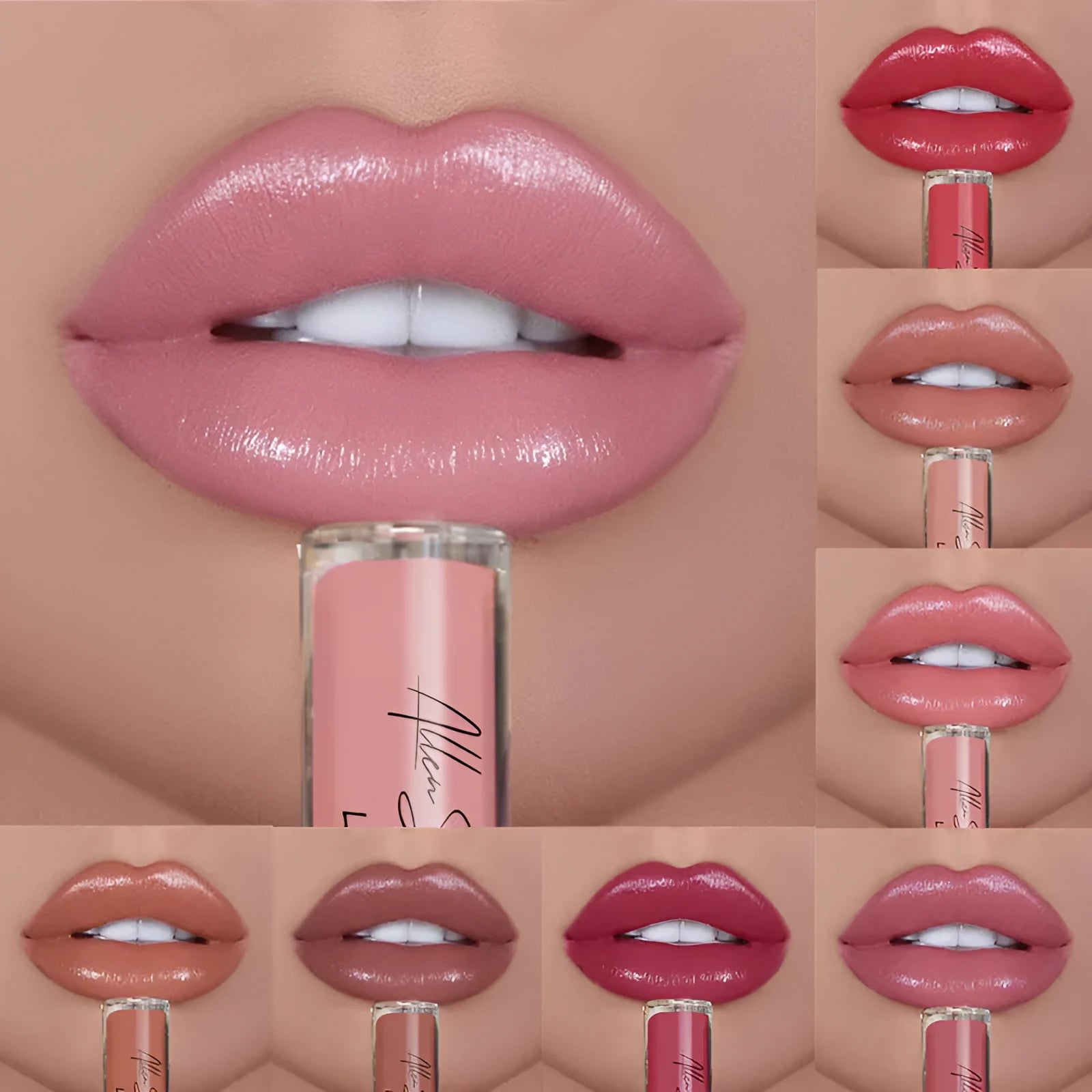 Silky cream texture lip gloss and lip glaze in 13 colour options including 12-piece collection sets