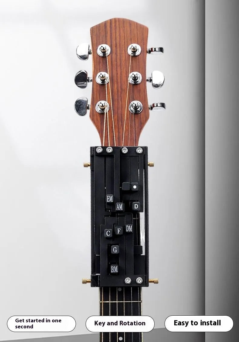 Automatic guitar chord changer device for beginners with black double chord mechanism