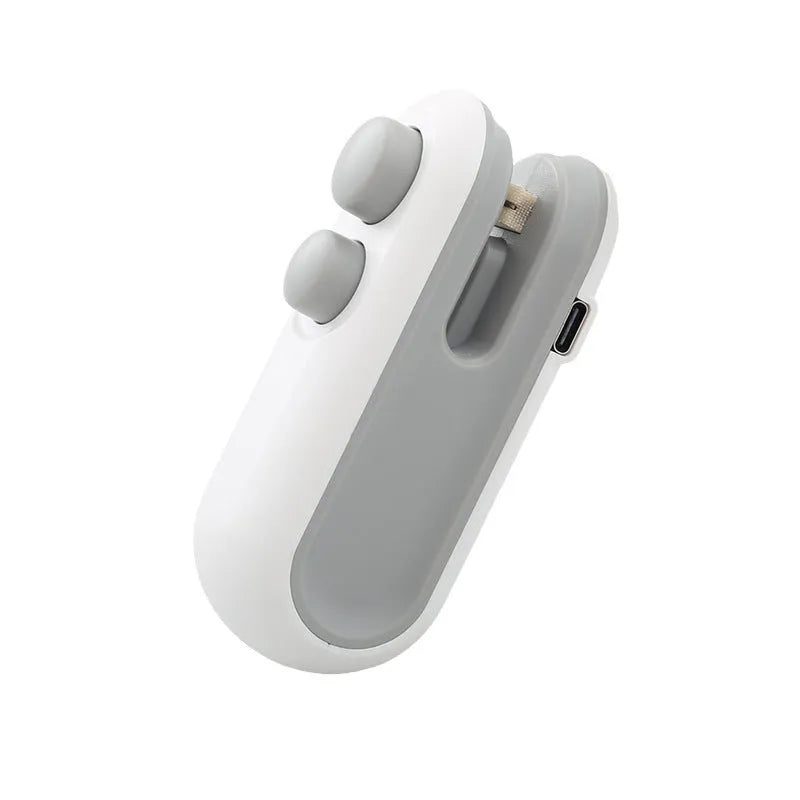 White portable handheld heat sealer with magnetic back for chip bag sealing