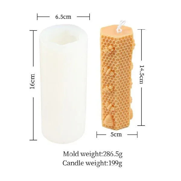 3D honeycomb silicone candle mold in white, irregular shape for DIY scented candles