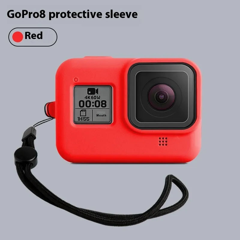 GoPro Hero8 Black silicone protective sleeve with anti-lost wrist strap in blue colour