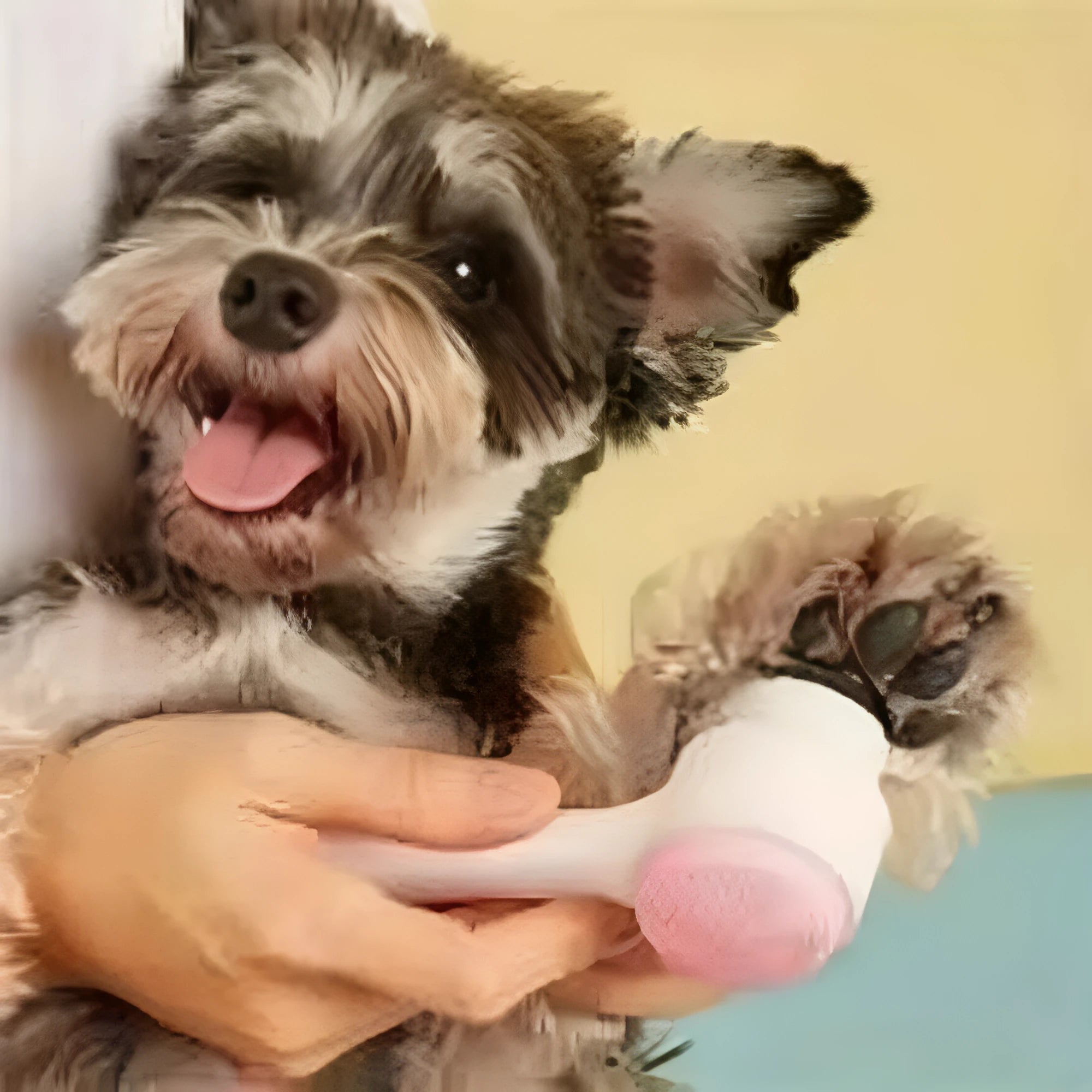 Blue and pink nylon bristle pet paw brushes for dog and cat grooming.