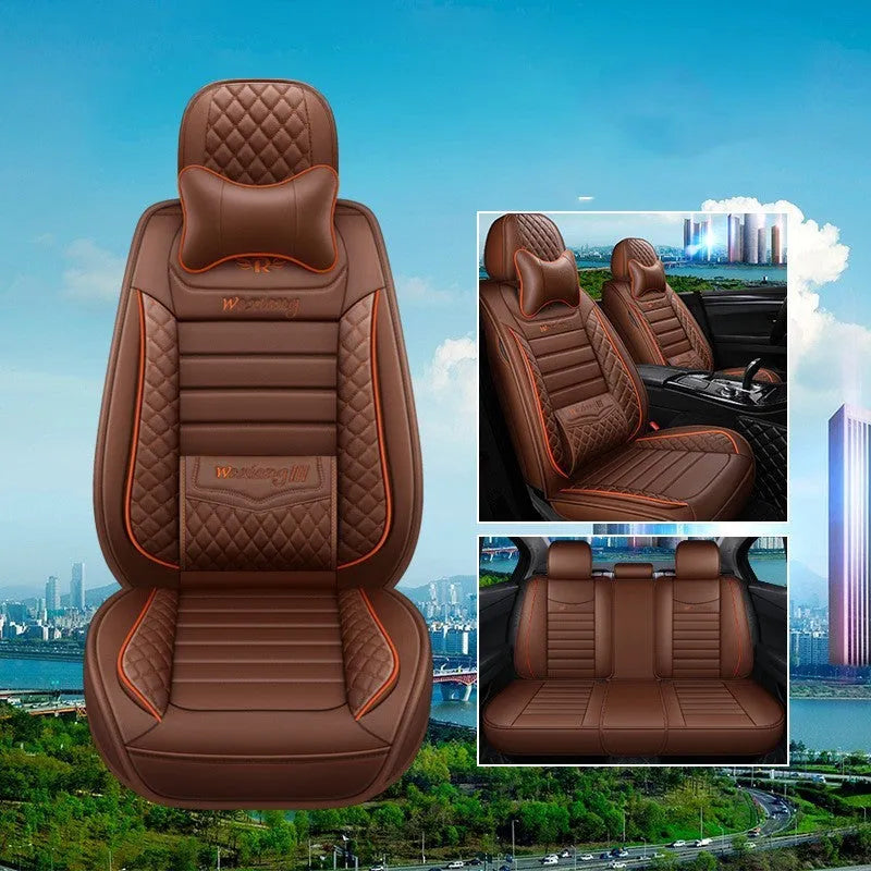 Five-seasons universal car seat cushion with high elastic sponge filler in a red colour.