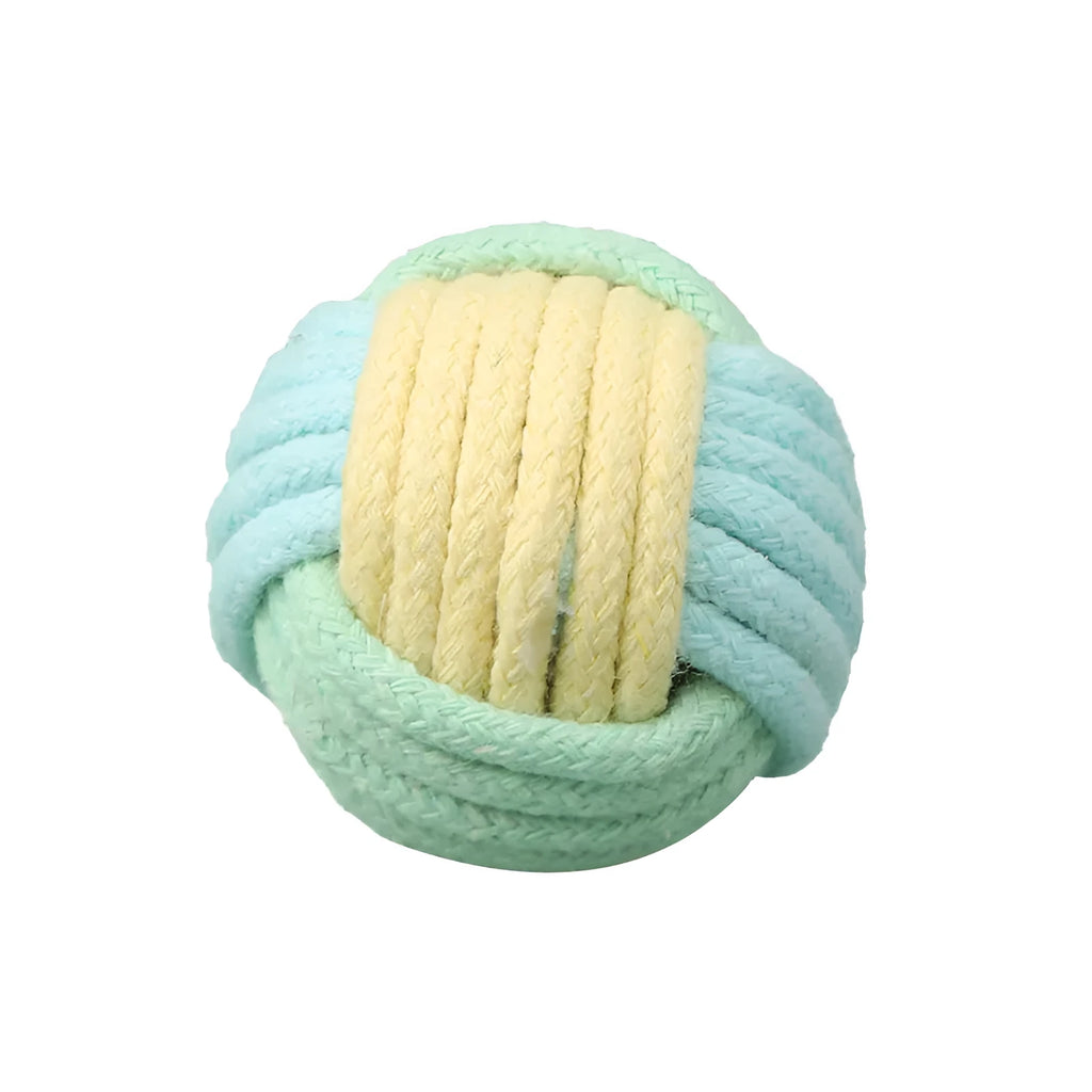 Handmade 5cm plush cotton ball cat toy in blue powder, green blue, and pink green colour options