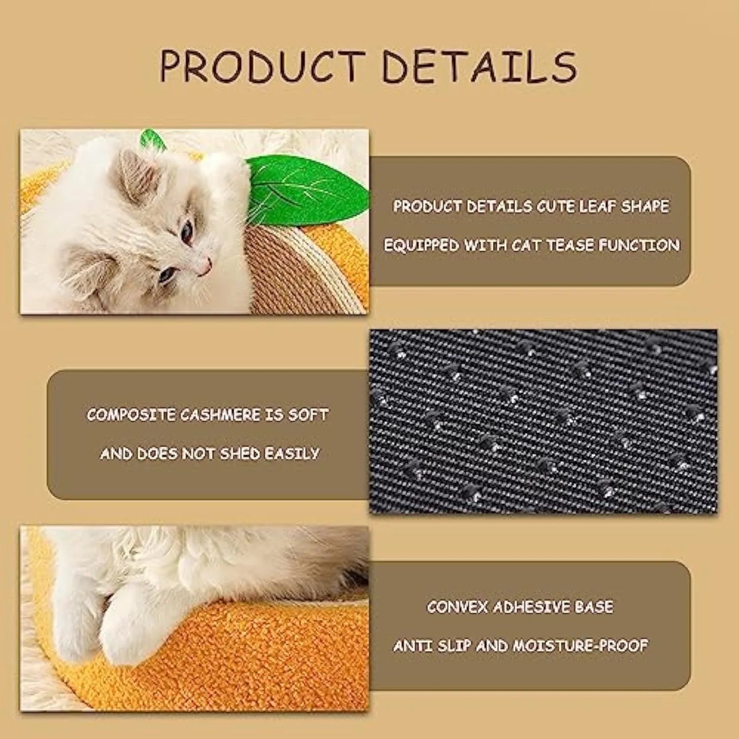 Round yellow sisal cat scratching board and bed with fruit design