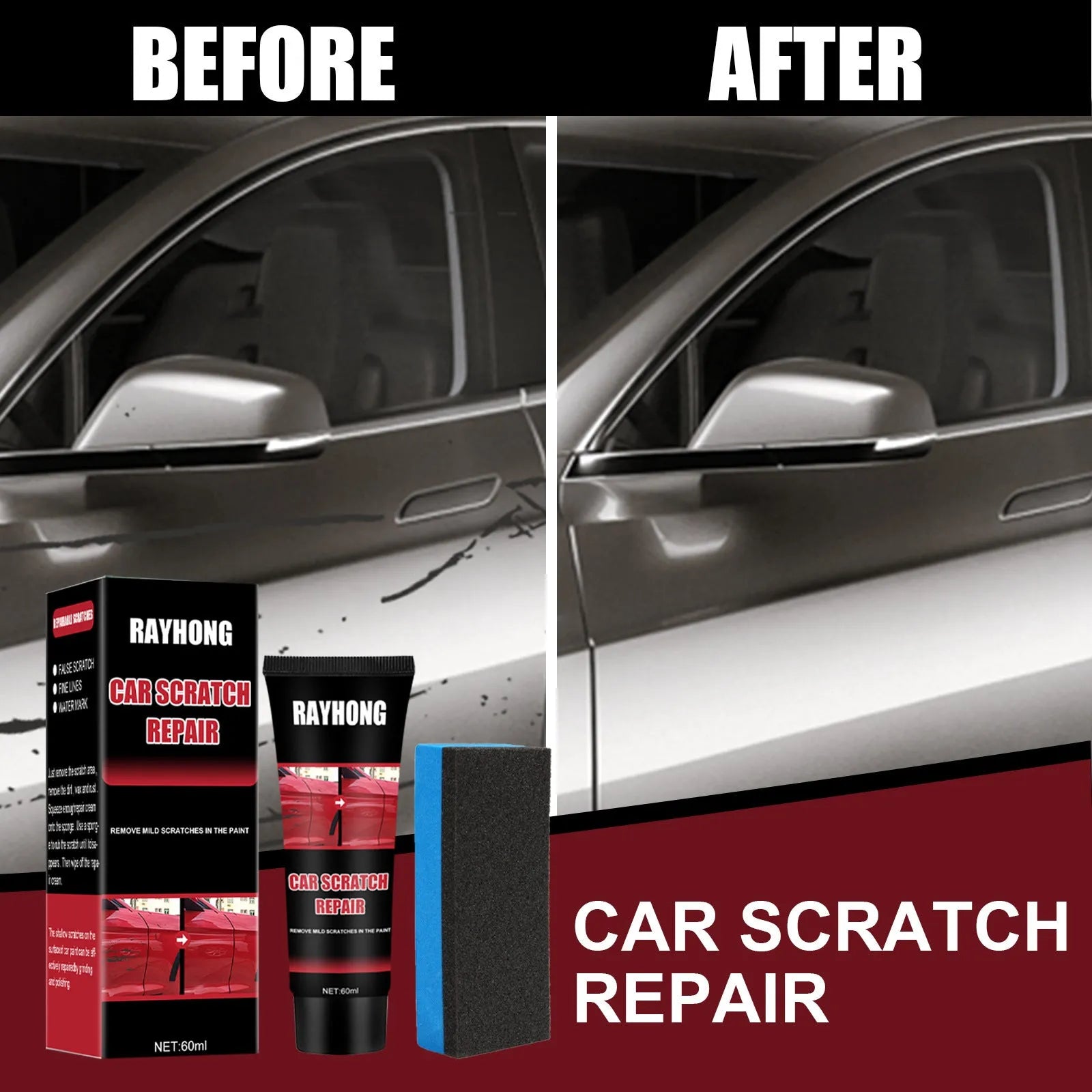 60ml pot of car scratch repair wax for paint surface polishing and minor scratch removal