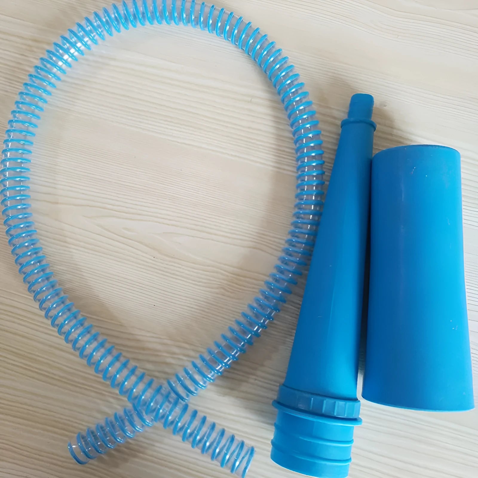 Blue plastic suction pipe vacuum cleaner head attachment with round design measuring 114cm length