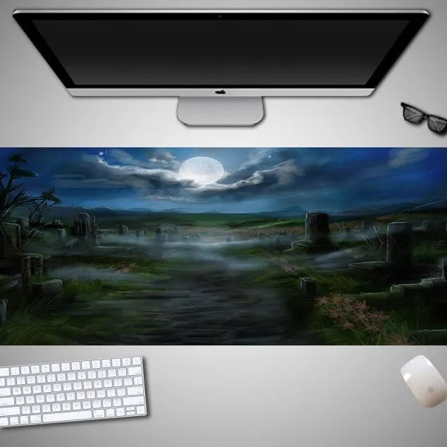 Halloween mouse pad with non-slip rubber cloth material in oversized dimensions for gaming