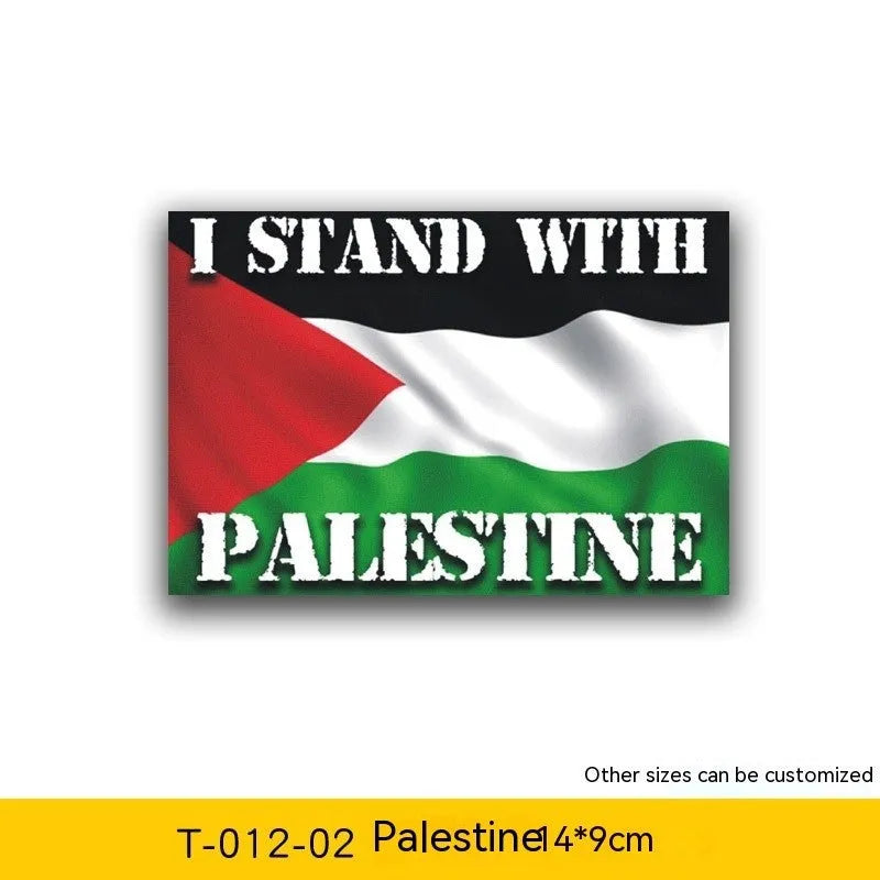 Palestinian flag car decal sticker made from PET material for exterior application.