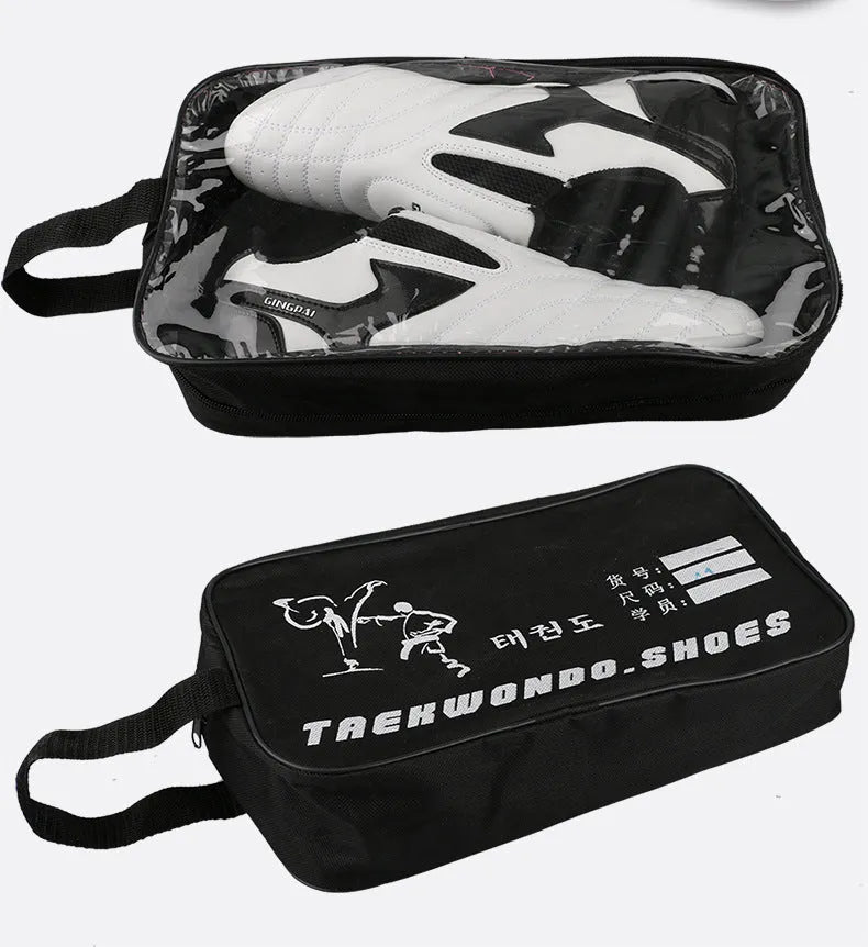 Black and white children's martial arts shoes for Sanda, boxing and Taekwondo training