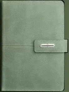 A5 notebook with PU leather cover in various colours including black, red, green, blue, and orange