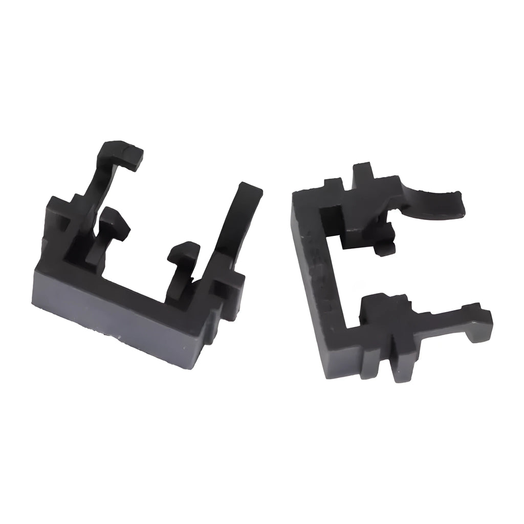 Black plastic H1 to LED headlight conversion adapter for Ford cars, showing clip mechanism.