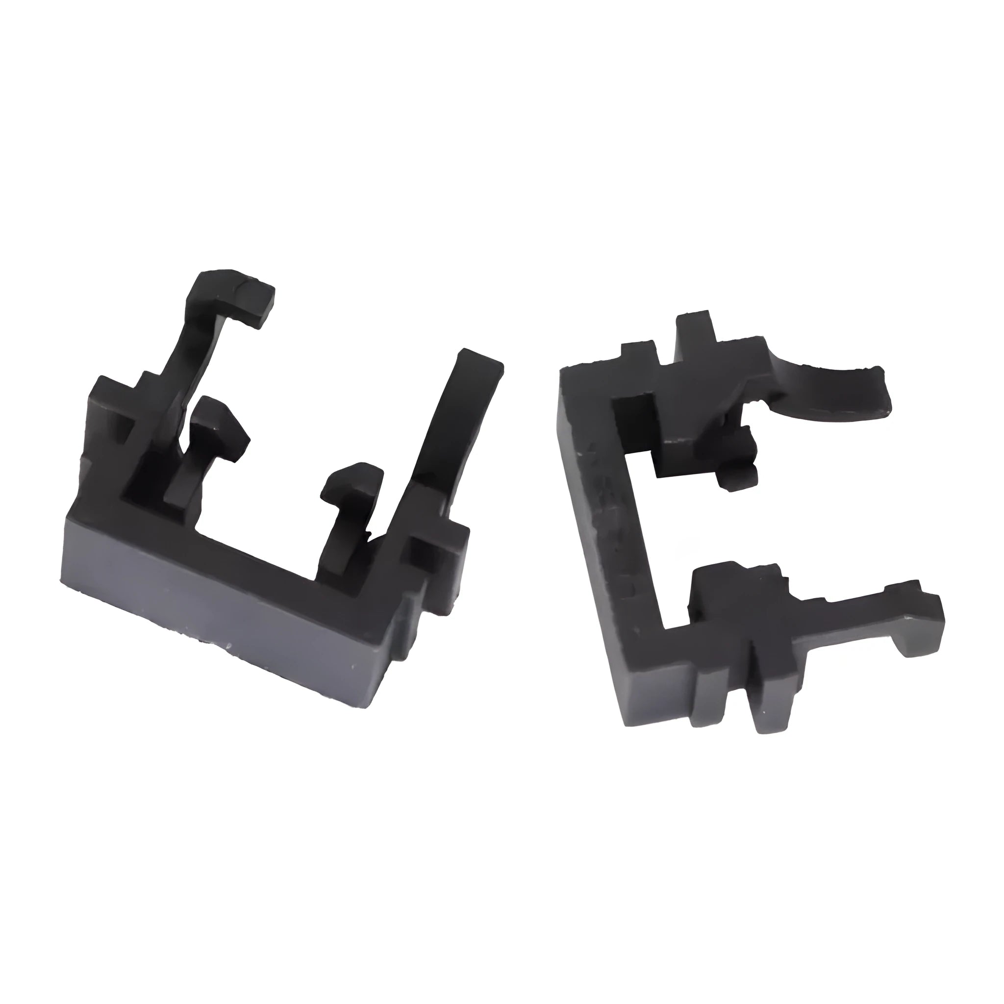 Black plastic H1 to LED headlight conversion adapter for Ford cars, showing clip mechanism.