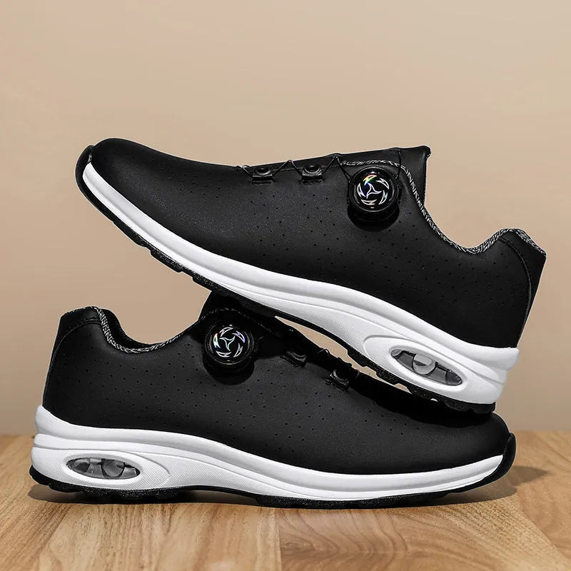 Low top casual tennis shoes in black with mesh upper and composite sole