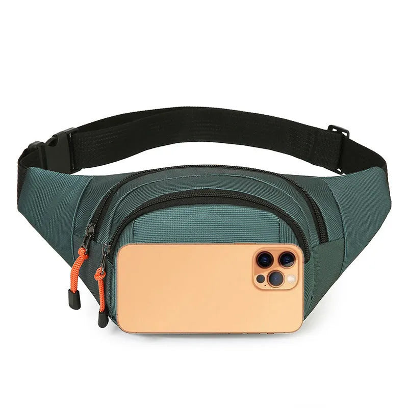 Waterproof slanted chest bag in black, blue, grey or green colour with large capacity for outdoor activities