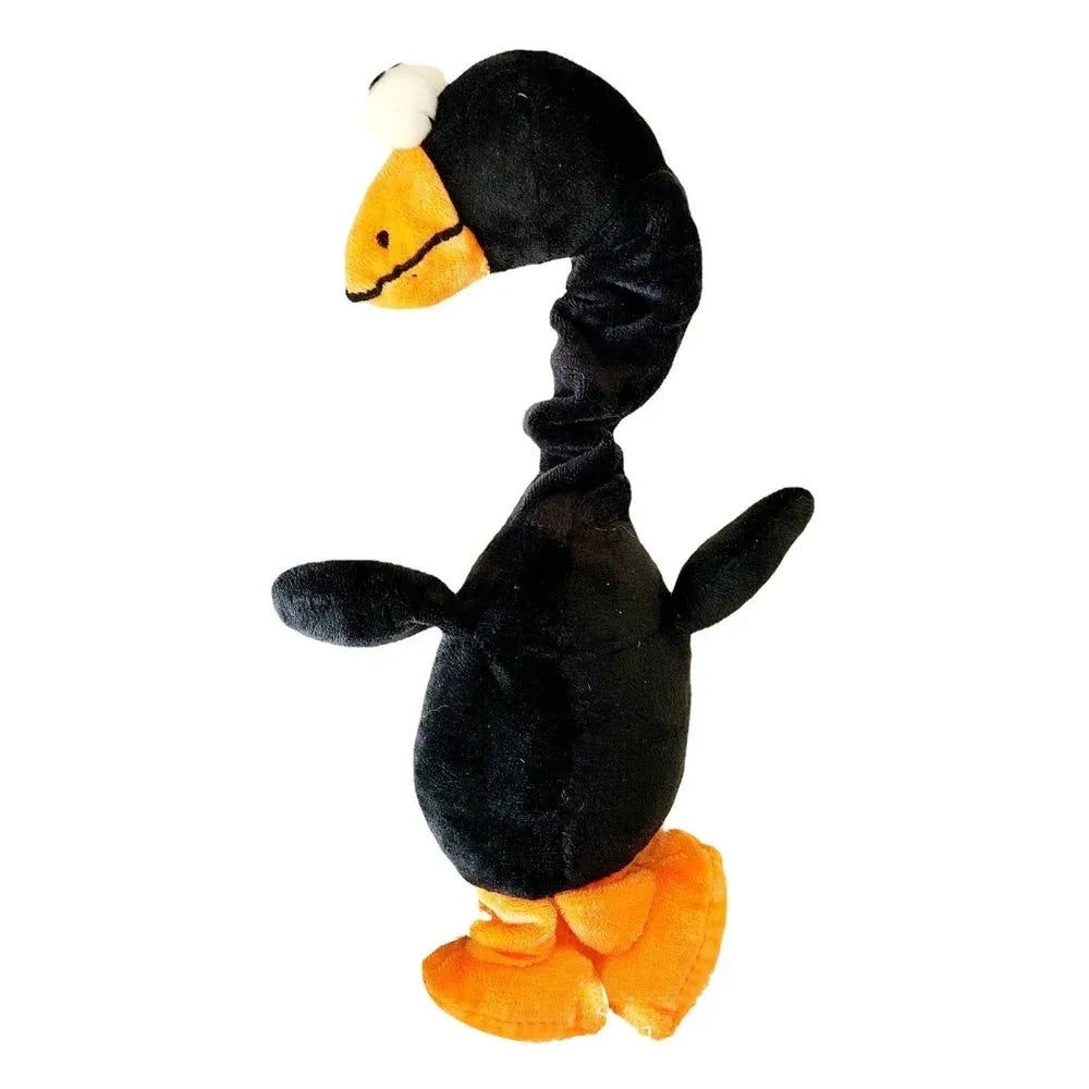 Black screaming chicken sound dog toy with bite-resistant chew texture next to green and orange versions.