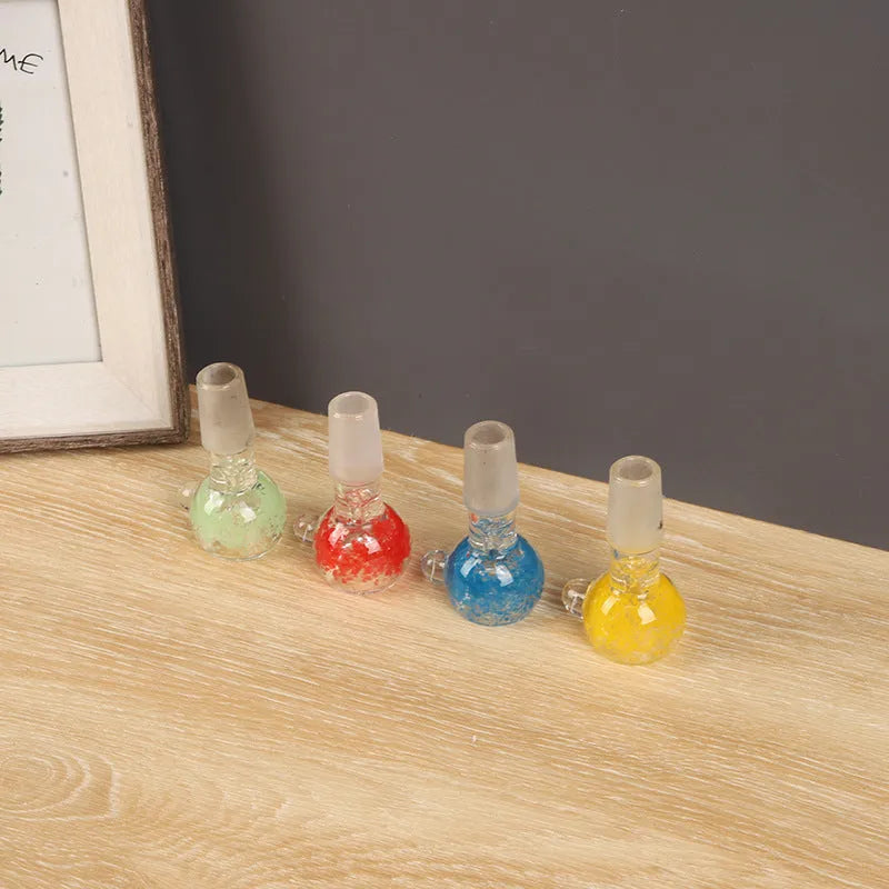 7cm coloured transparent glass trumpet-shaped cigarette holder with geometric design