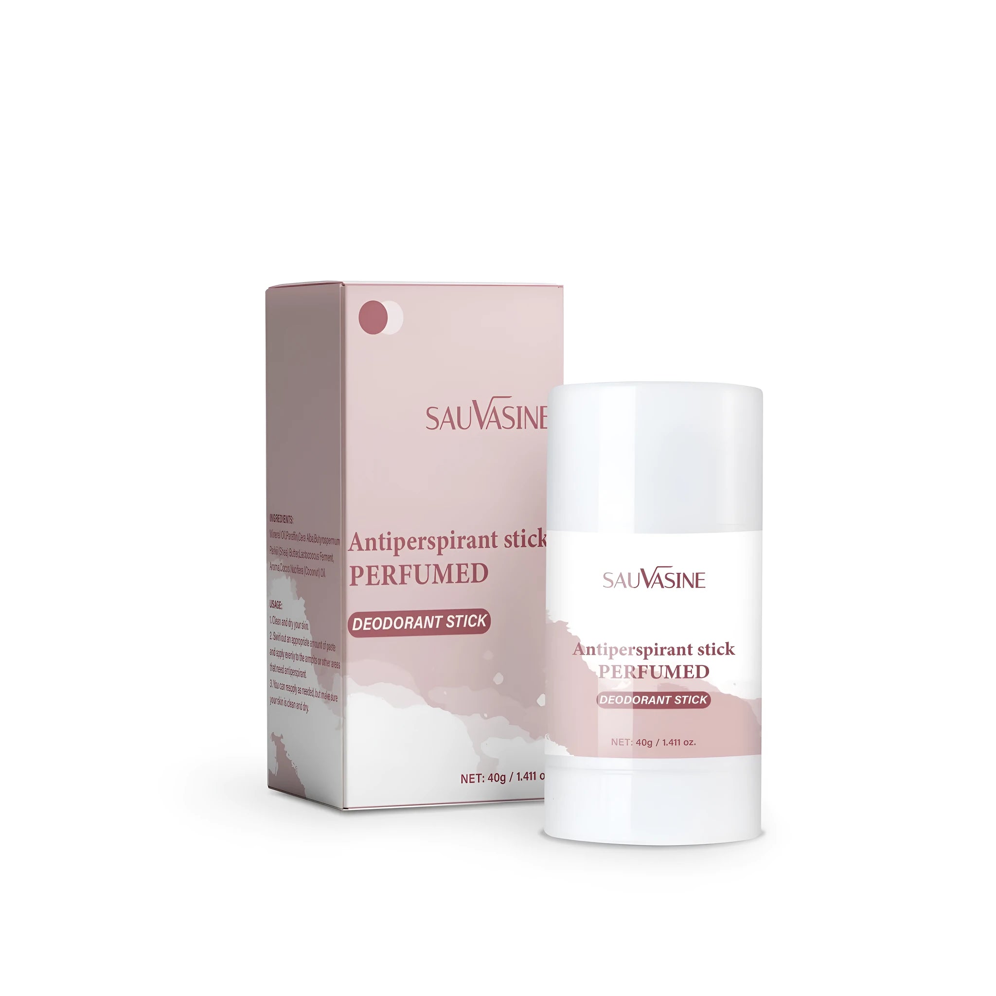 Women's antiperspirant deodorant stick, 40g net content, white packaging