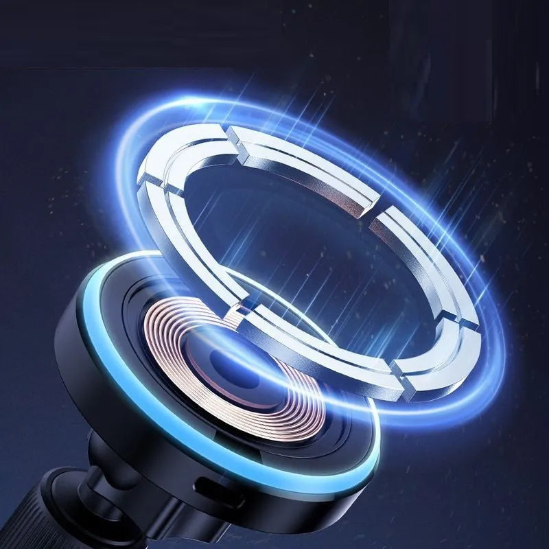 15W magnetic suction wireless charger bracket for car air outlet, Black, universal fit ABS construction